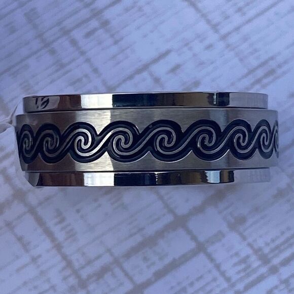 Men's Stainless Steel Infinite Waves Fidget Ring size 10 - Picture 2 of 6